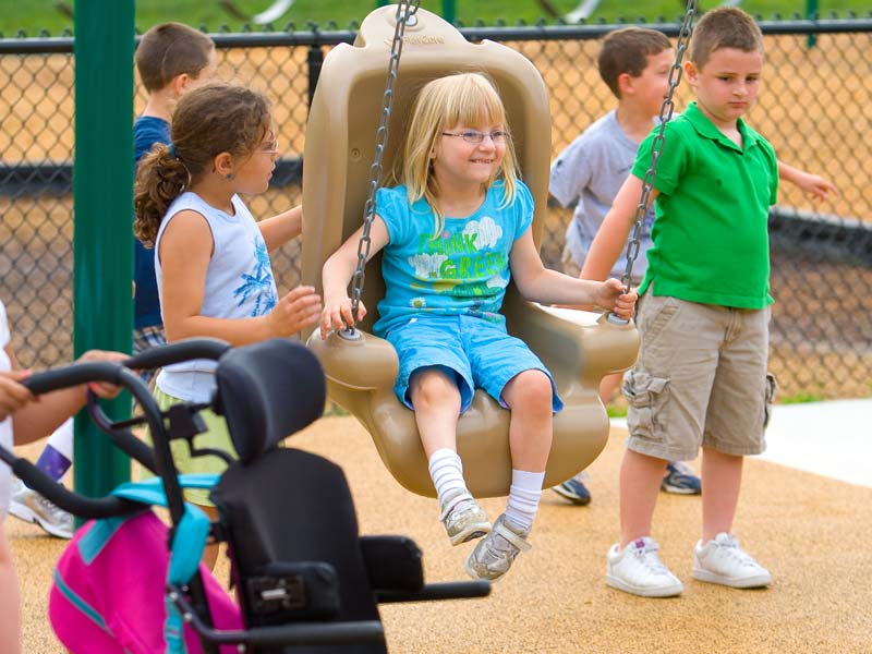 Example of an accessible playground swing