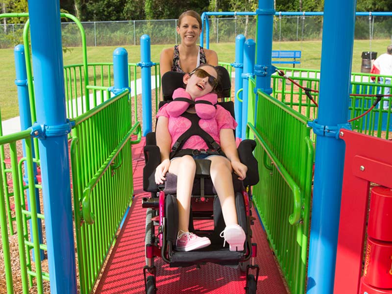 Example of a wheelchair ramp for accessible playground equipment