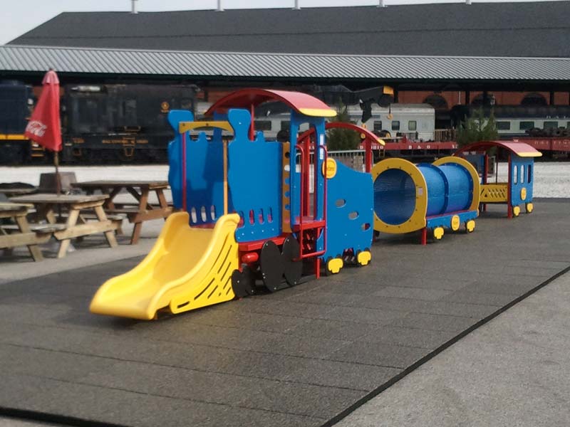 An example of rubber playground surfacing tiles.