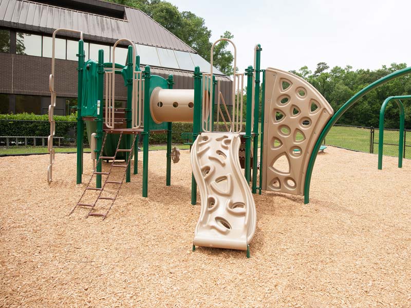 An example of safe wood mulch playground surfacing.