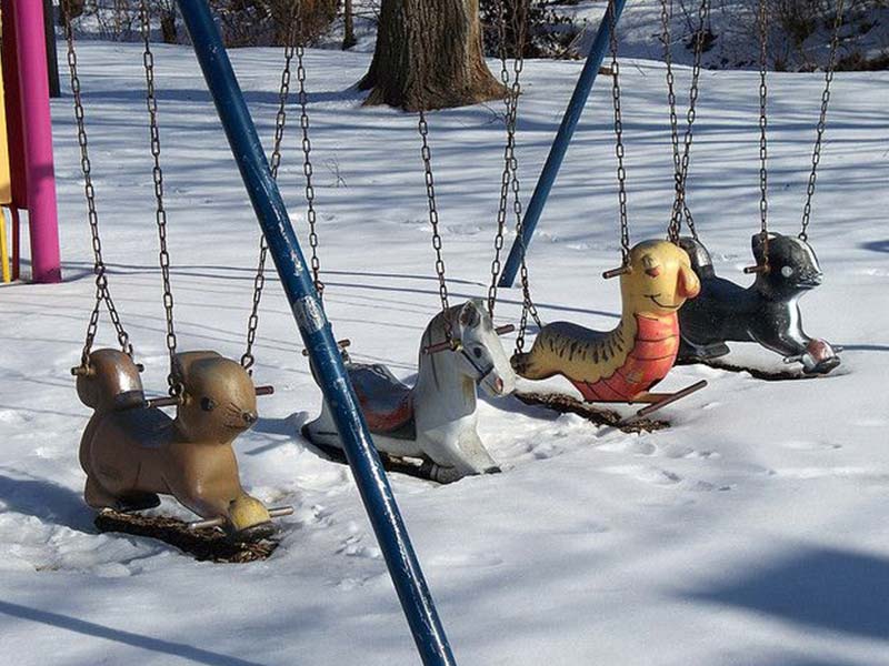An example of animal swings banned playground equipment